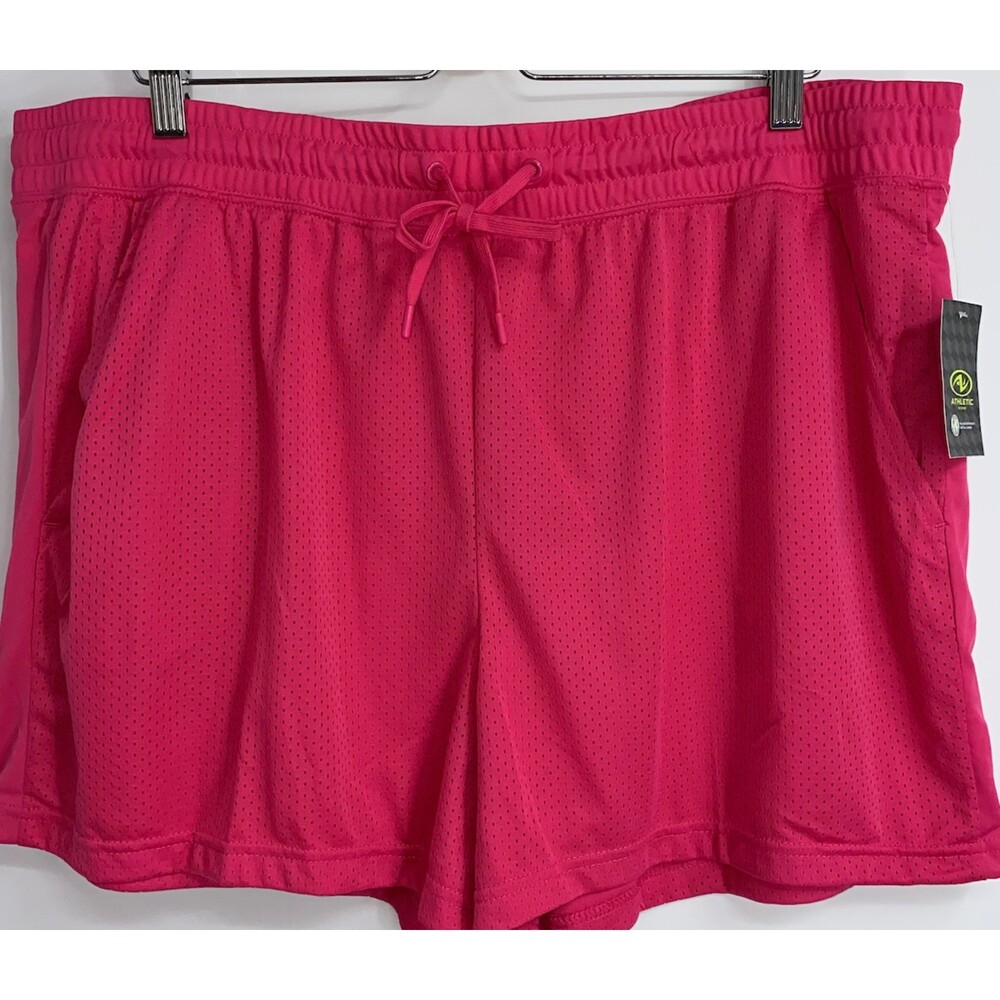 Women's 3x Shorts Pink Mesh Plus Size Athletic pocketed elastic waist